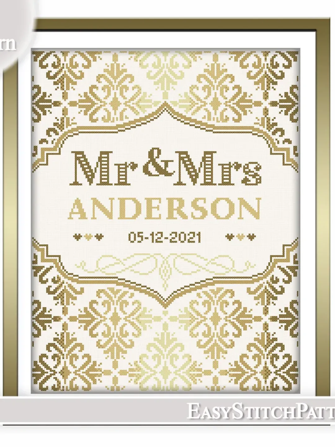 Wedding cross stitch pattern. Anniversary cross stitch pattern. DIY. Frame cross stitch pattern.