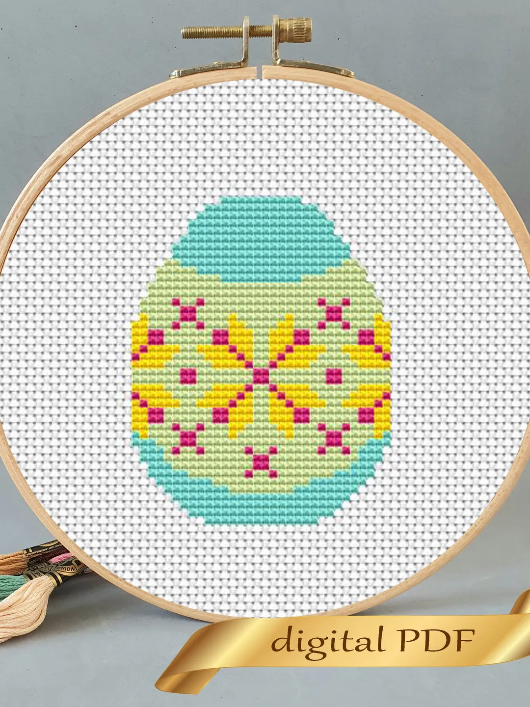 Easter pattern pdf cross stitch, Easy embroidery DIY, small pattern egg