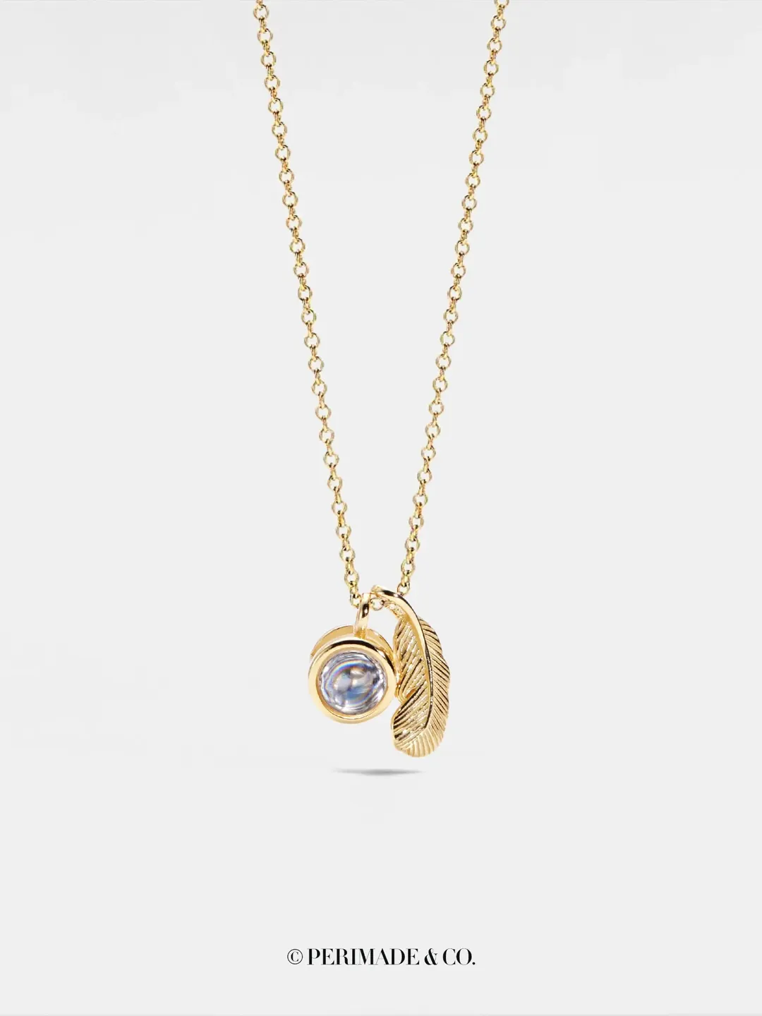 PERIMADE Feather Photo Projection Necklace • Personalized Picture Inside Pendant • Minimalist Pet Memorial Jewelry • Trendy Best Friend Gift