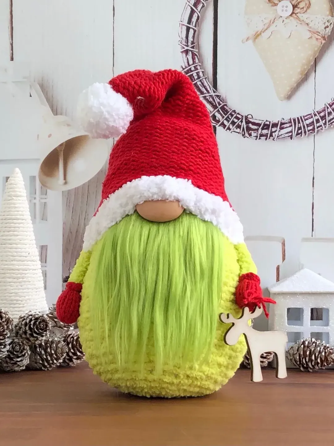 Grinch gnome Christmas decoration, Christmas gnome, Holiday decor, Christmas gift for coworker