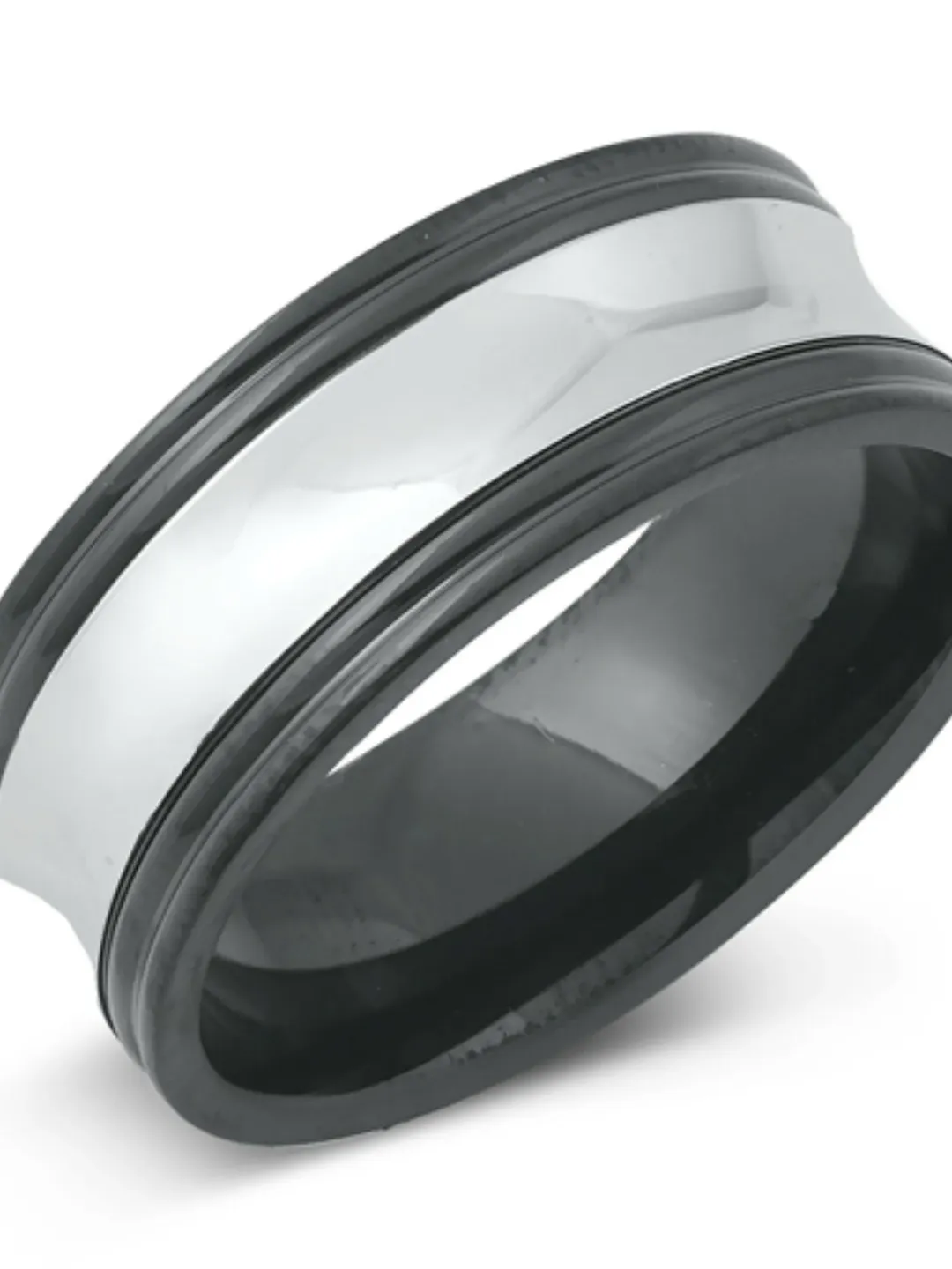 Men's Ring, Wedding Band, Black and Silver Band, Black Ring, Black Thumb Ring, Ring For Men, Ring for men, Boyfriend, Unisex, Size 7 to 14