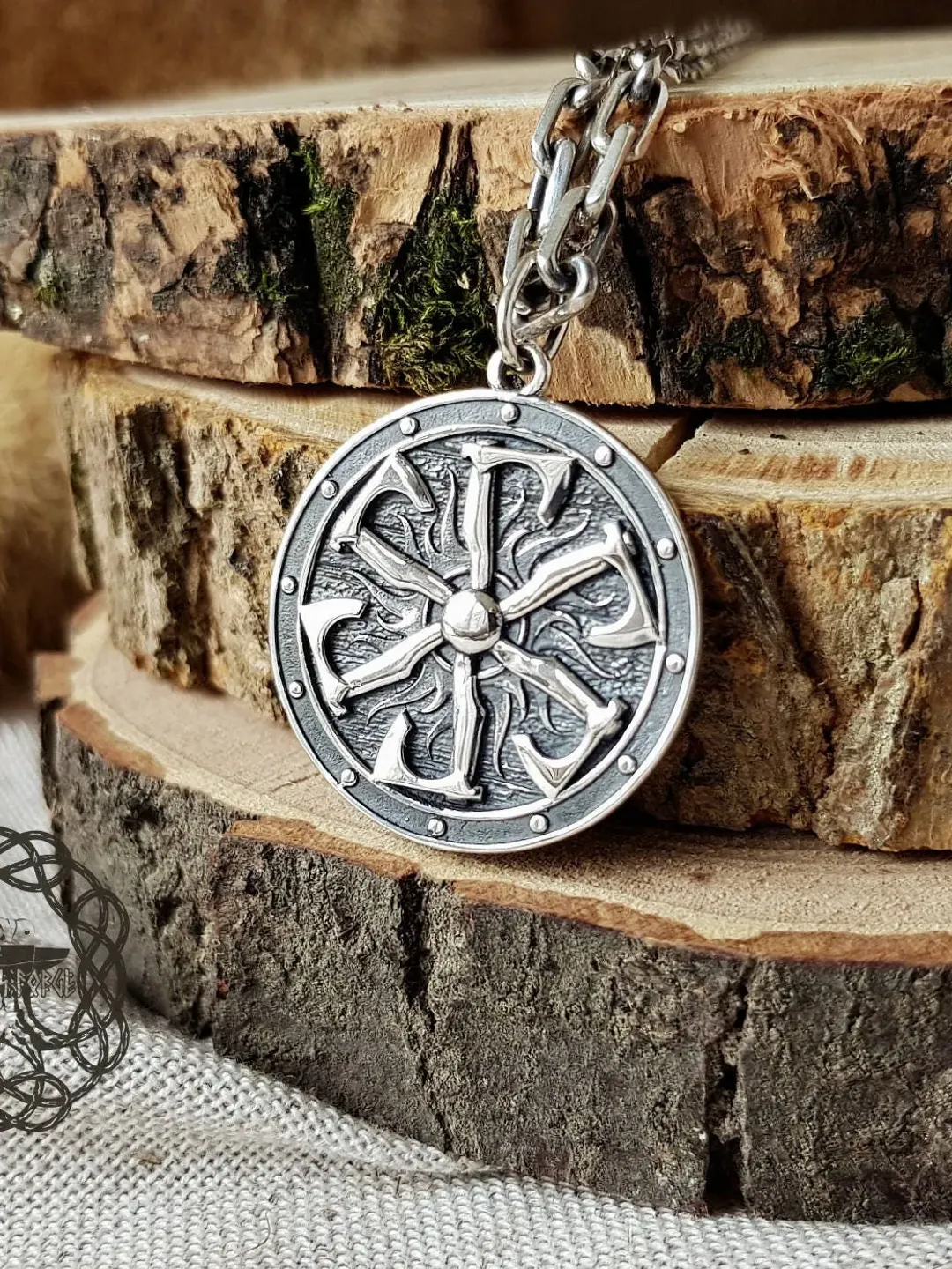 Viking Shield Pendant, Shield With Axes, Viking Axe Pendant, Sterling Silver Viking Necklace, Norse Pendant, Viking Jewelry