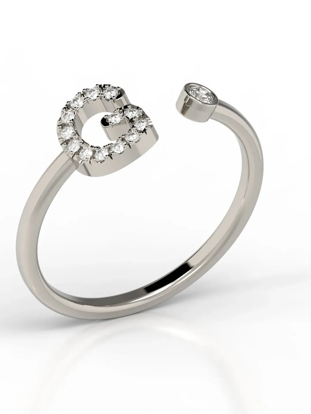 14K Gold Diamond 0,24 Ct G VS Initial Ring Letter Ring for Women Letter ...