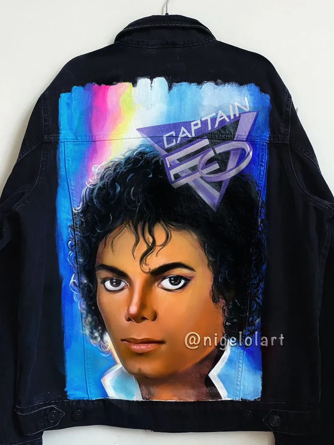 Michael Jackson Captain Eo Painted denim jacket Custom jacket Portrait from photo Personalized order denim jacket shirt
