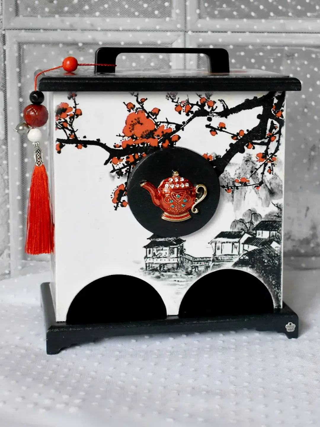 Tea House for Storing Disposable Tea Bags with asian pictures