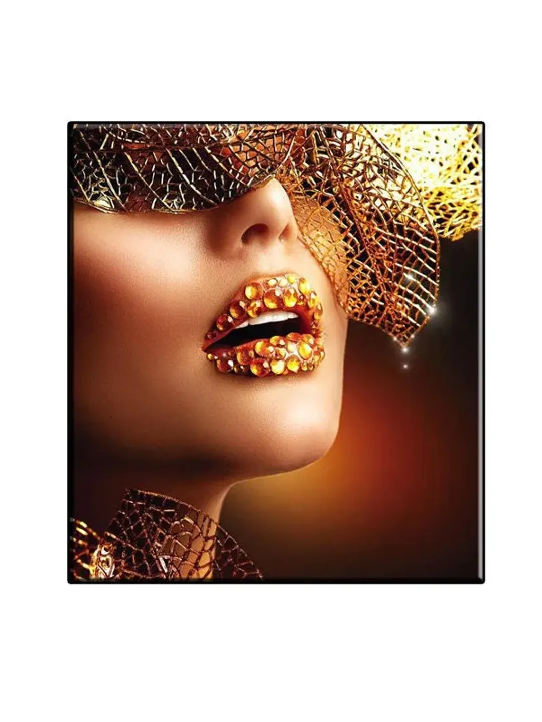 Gold woman Print on Canvas , Floating Frame Option, Modern Wall Art, Extra Large Canvas Wall Art