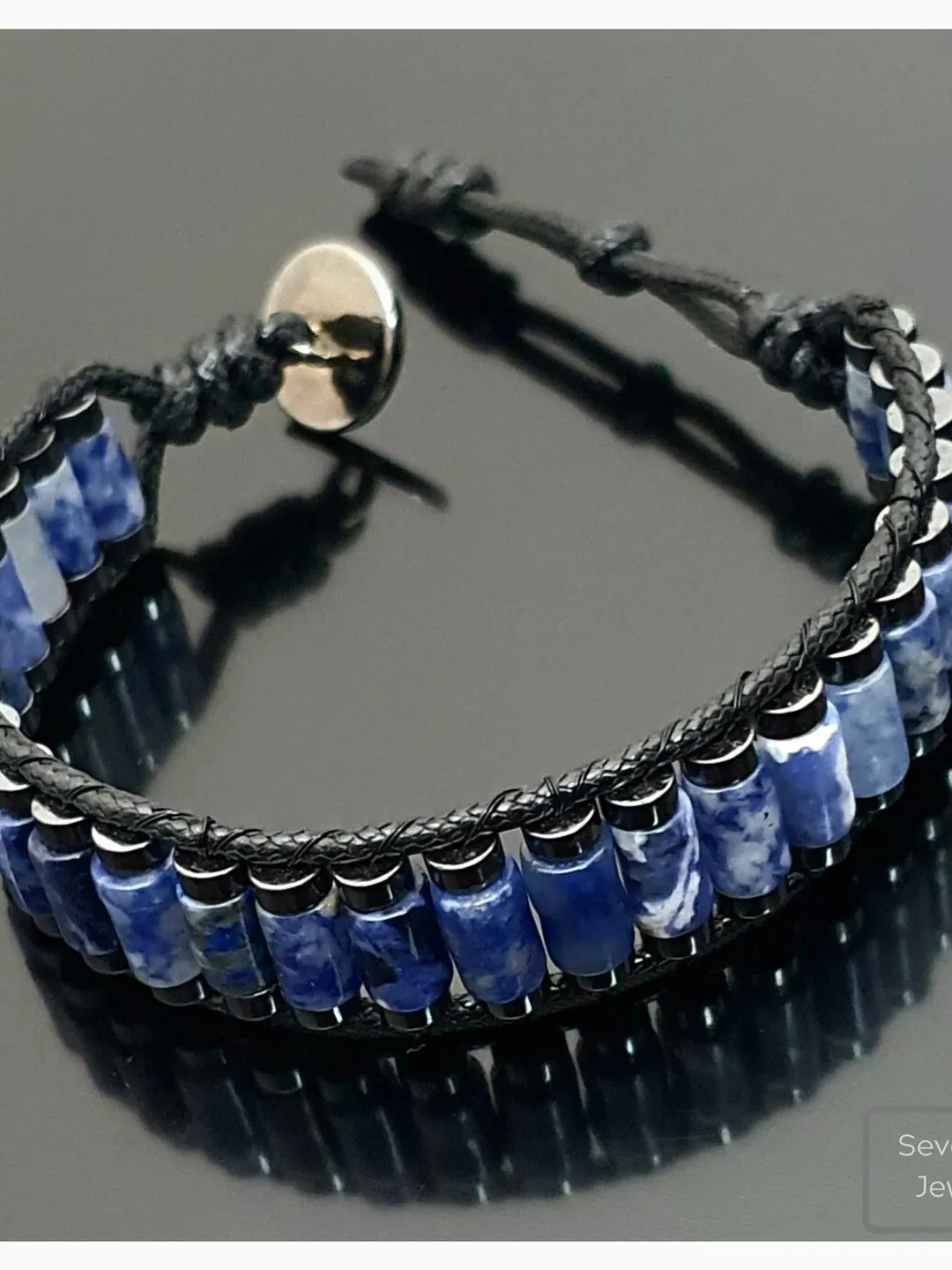 Sodalite Bracelet, Hematite Beads, Blue Design Bracelet, Summer Jewelry, High Quality Stones, Gifts for Special Days, Singles' Day Gifts