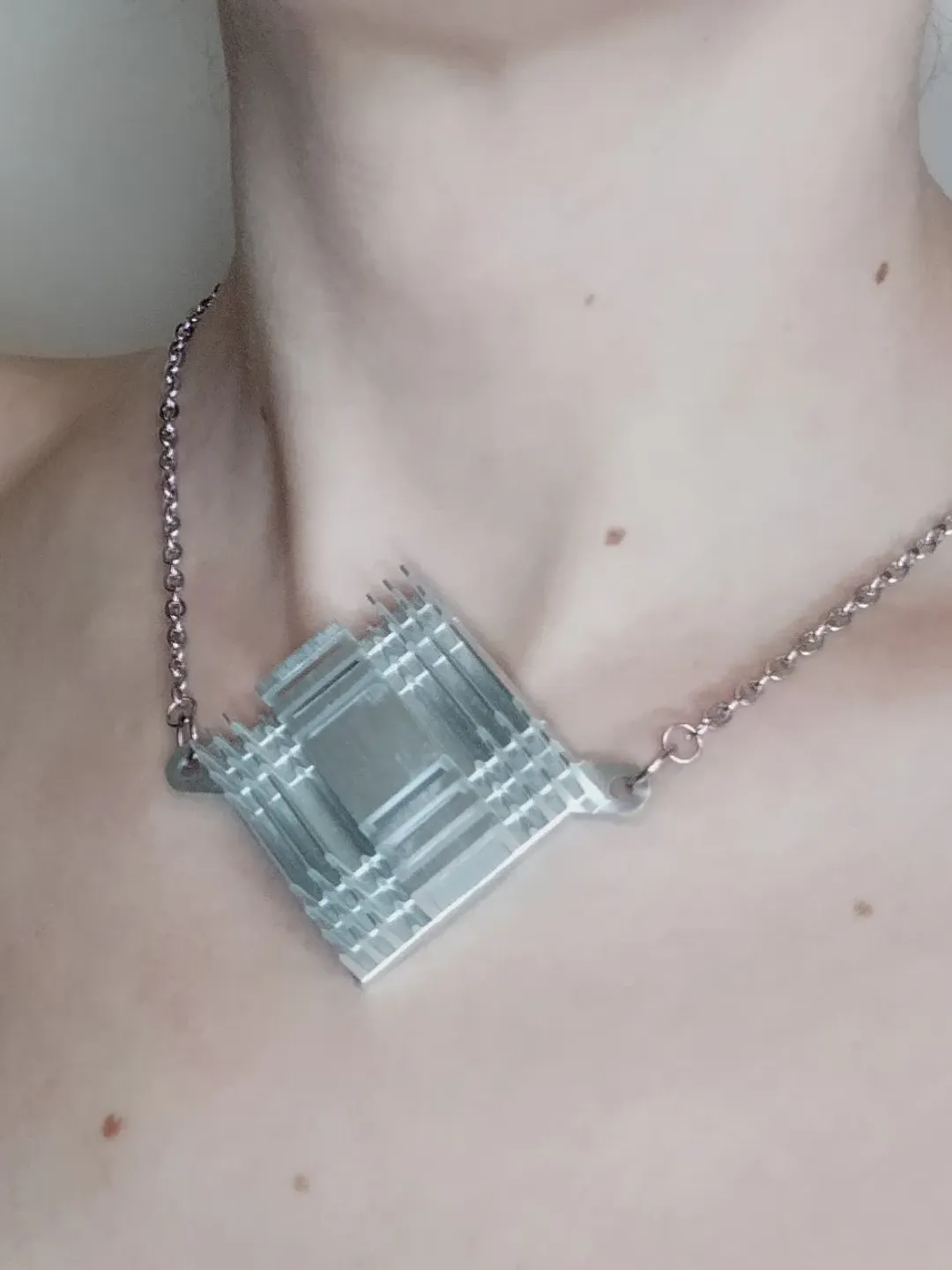 Cyberpunk necklace unisex Sci-fi necklace recycled Futuristic necklace for men Computer science gift