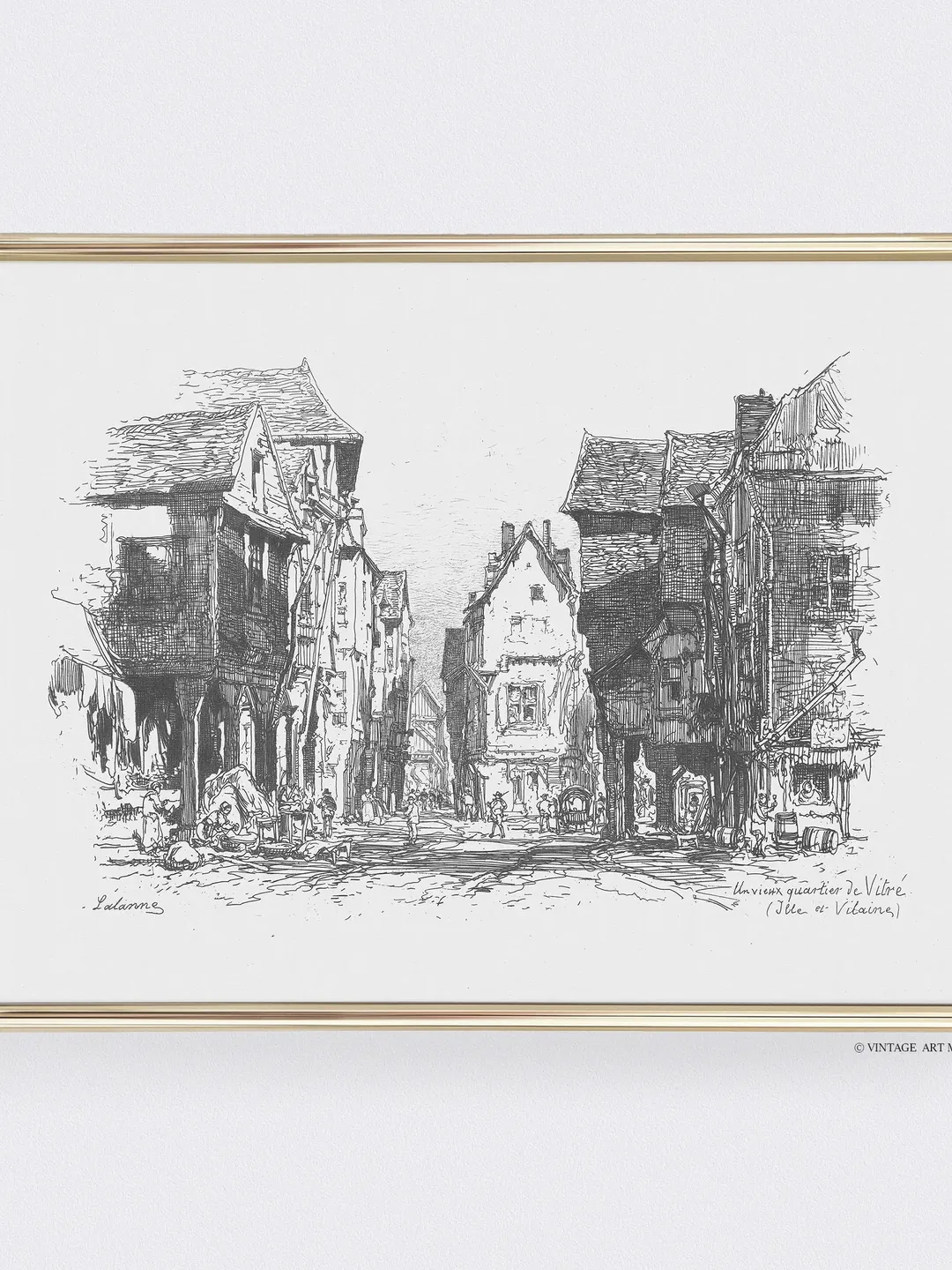 French Quarter Sketch Art Vintage Print, Antique Neutral Drawing, Downloadable Printable Wall Decor | 298