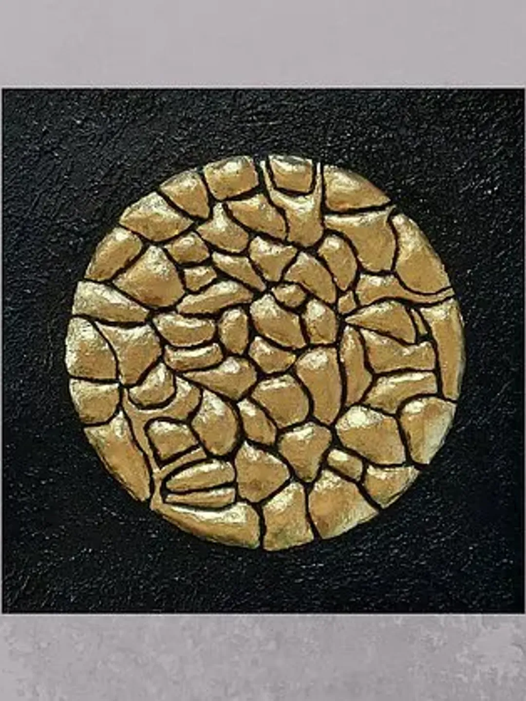 Abstract 3d art, space artwork, relief, textured black and gold artwork