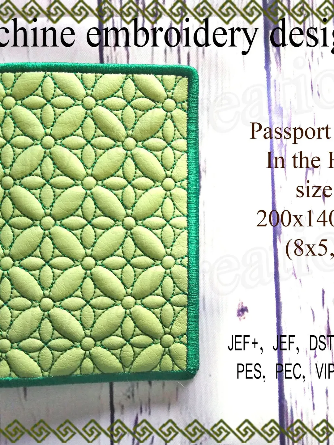 In the Hoop Passport cover embroidery designs trapunto flower Machine embroidery case ITH wedding embroidery File Instant Download.