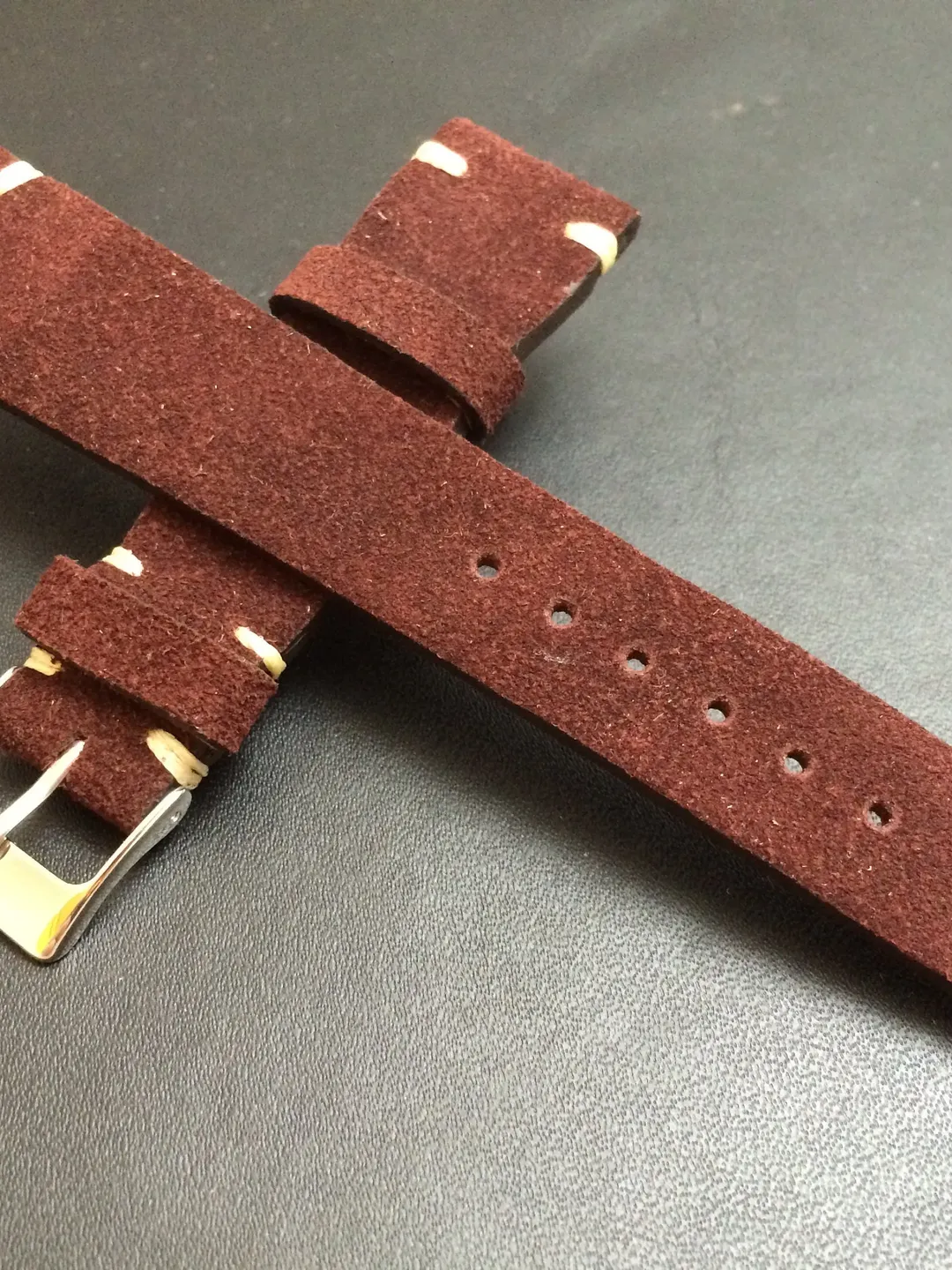 Leather watch band, Suede Leather, Leather watch strap, Brown watch band for 19mm, 20mm lug, Suede Brown, 16mm buckle, FREE SHIPPING