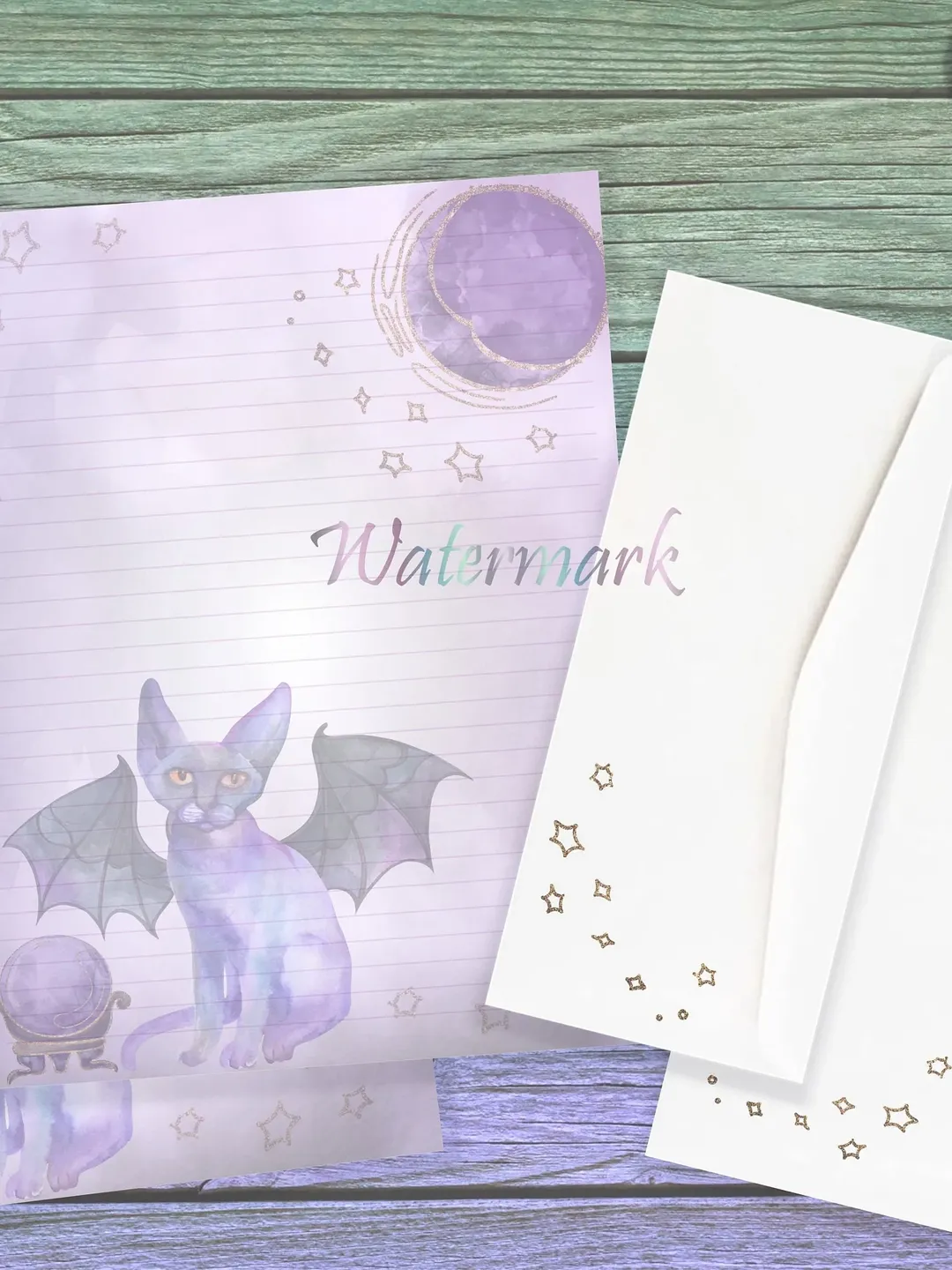 Witchy Writing Paper | Moon Stationery | Bat Letter Paper | Fortune Telling Pages | Witch Junk Journal | Cat Stationery Set | Spell Paper