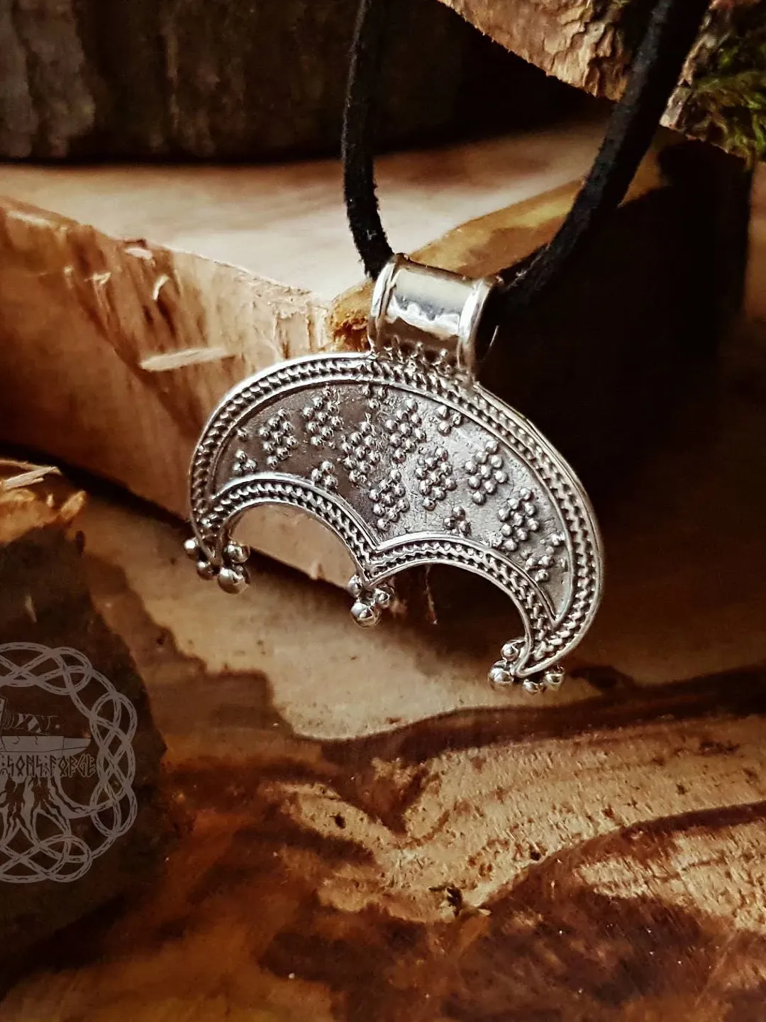 Viking Lunula Pendant, Sterling Silver Lunula Necklace, Viking Jewelry For Women, Norse necklace, Viking Pendant, Viking Women