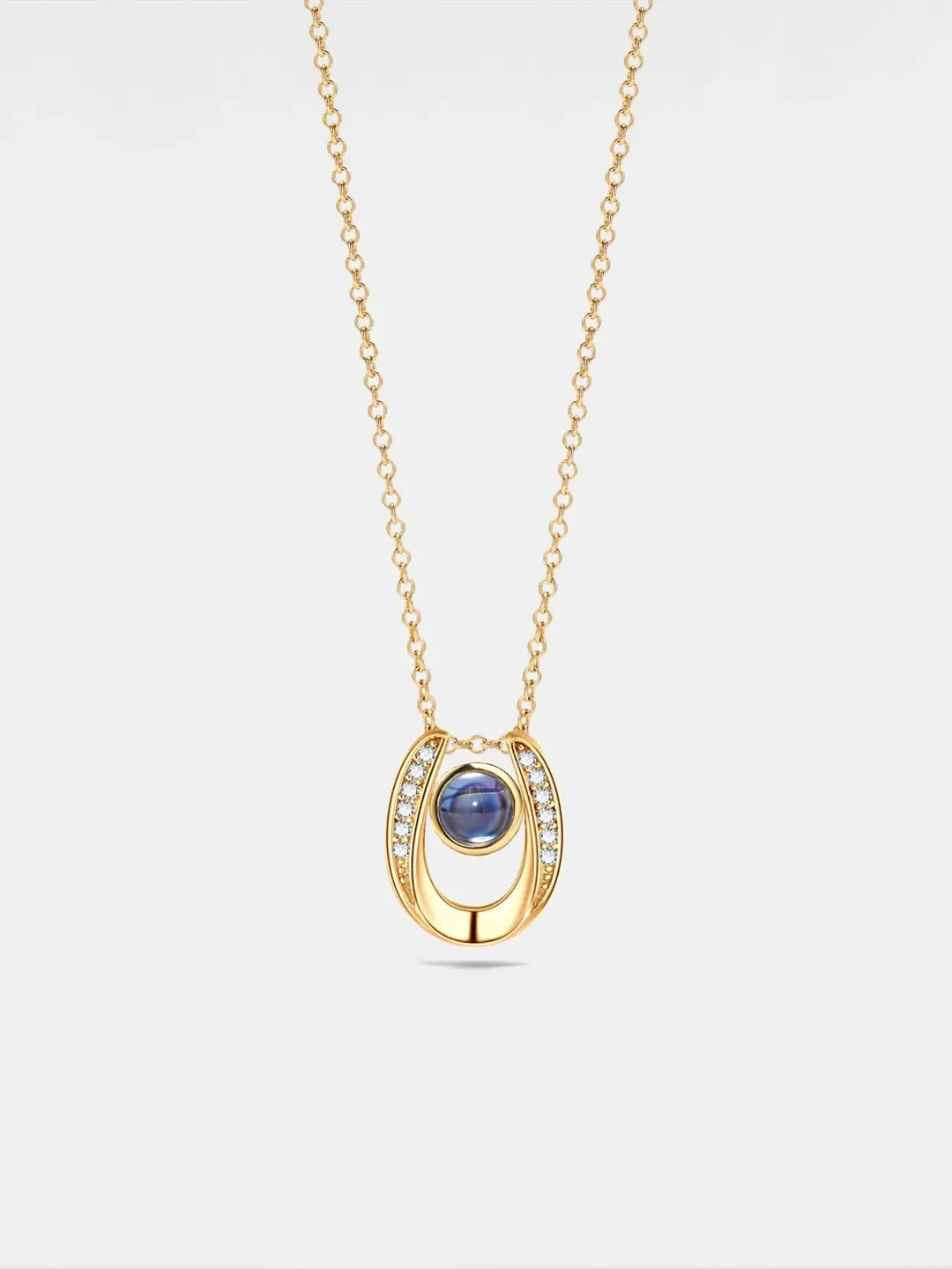 PERIMADE Horseshoe Projection Necklace • Personalized Picture Inside Pendant • Minimalist Pet Memorial Jewelry • Trendy Best Friend Gift