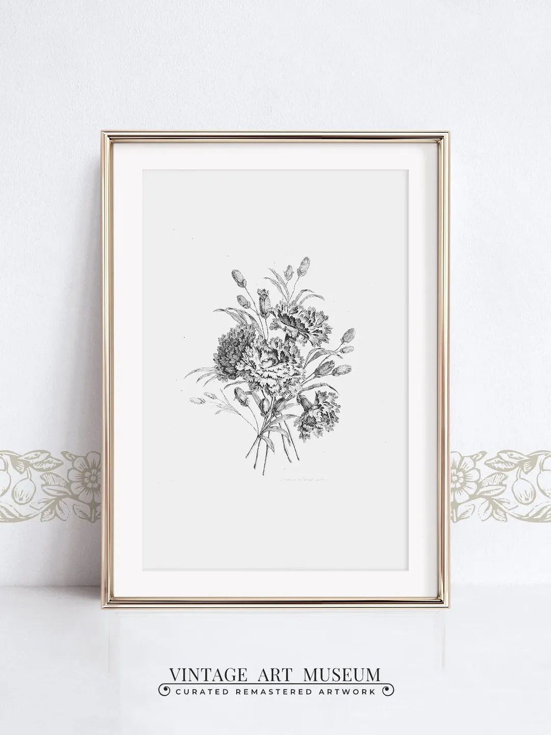 Vintage Wall Art Flower Bouquet Drawing Print, Minimalist Botanical Sketch, Large Digital Wall Decor PRINTABLE Downloadable | 92