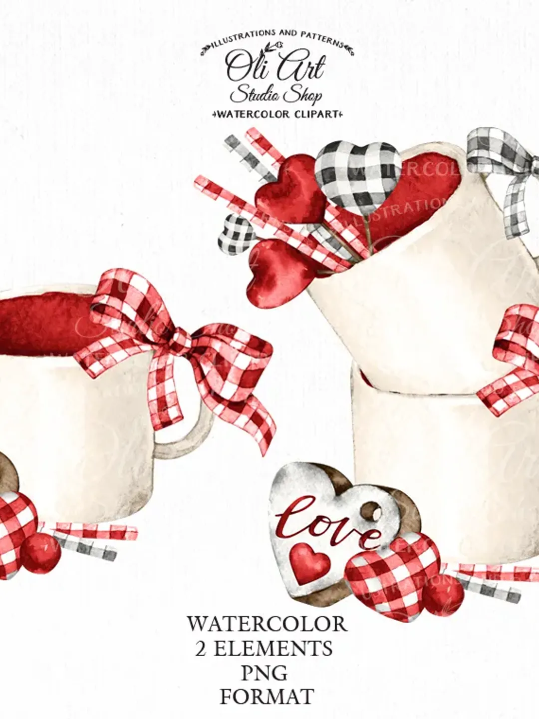 Valentine's Day Clip Art. Png File, Hand Drawn graphics. Digital Download. OliArtStudioShop