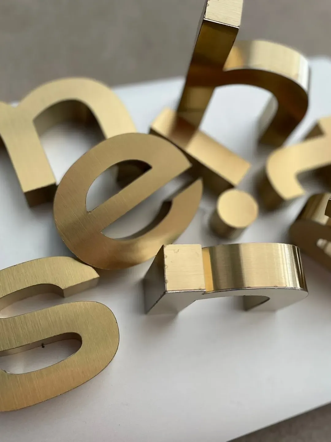 Brushed Gold Letters -Brushed Gold Letter Box- Brushed Gold Metal Sign