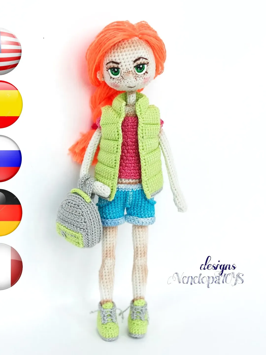 Crochet Doll Summer Pattern, amigurumi doll with clothes, tutorial crochet doll, pdf pattern crochet doll