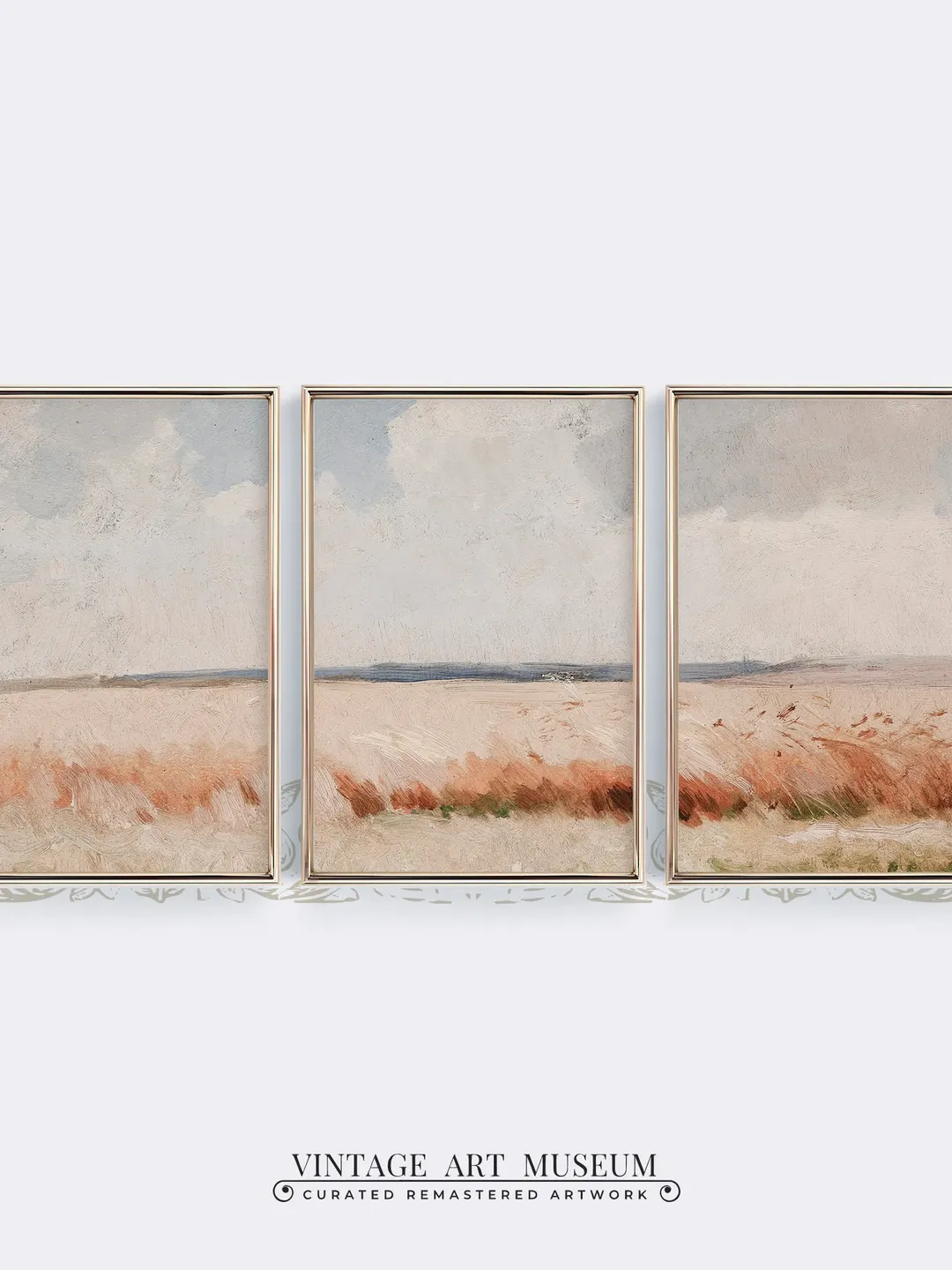 Large Triptych Wall Art Vintage Prints, Field Landscape Painting, PRINTABLE Art Downloadable Home Decor | 313 S3
