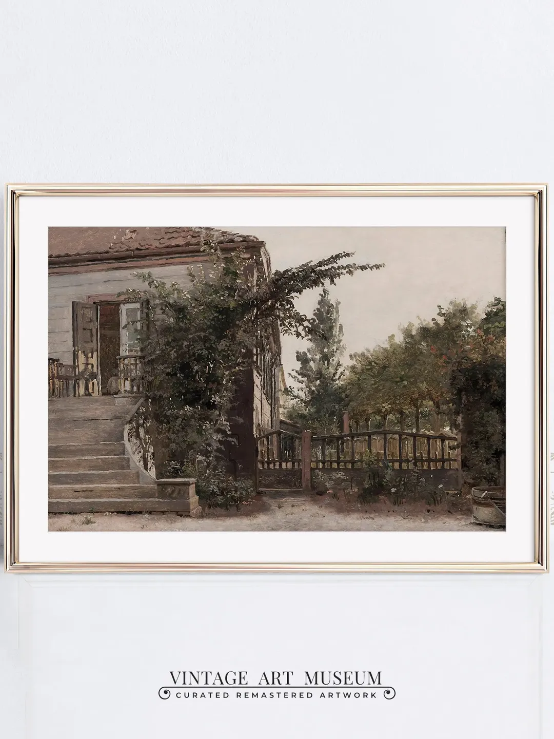 Cottage Painting Vintage Wall Art Print, Large Farmhouse Printable Home Decor, Digital Artwork Downloadable | 50