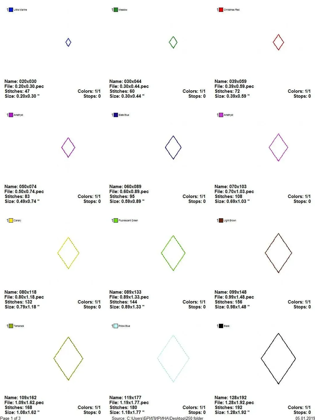 Rhombus embroidery designs. Mini rhombus embroidery design. Shapes ...