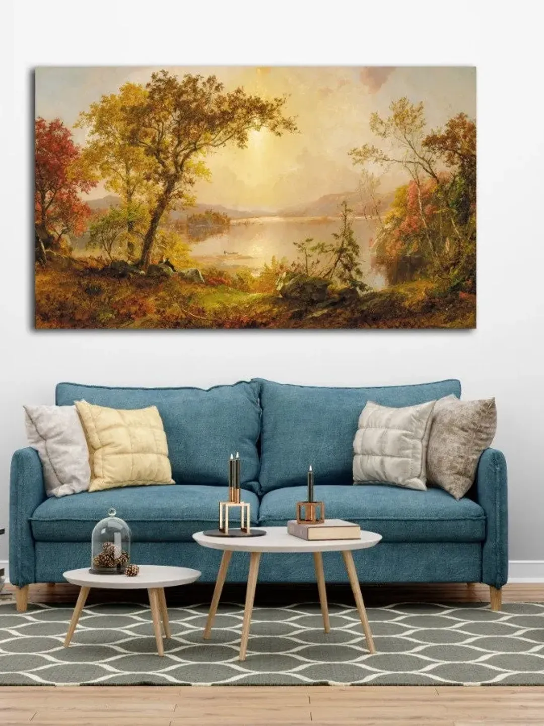 Watercolor  landscape painting Print on Canvas , Floating Frame Option, Modern Wall Art, Extra Large Canvas Wall Art