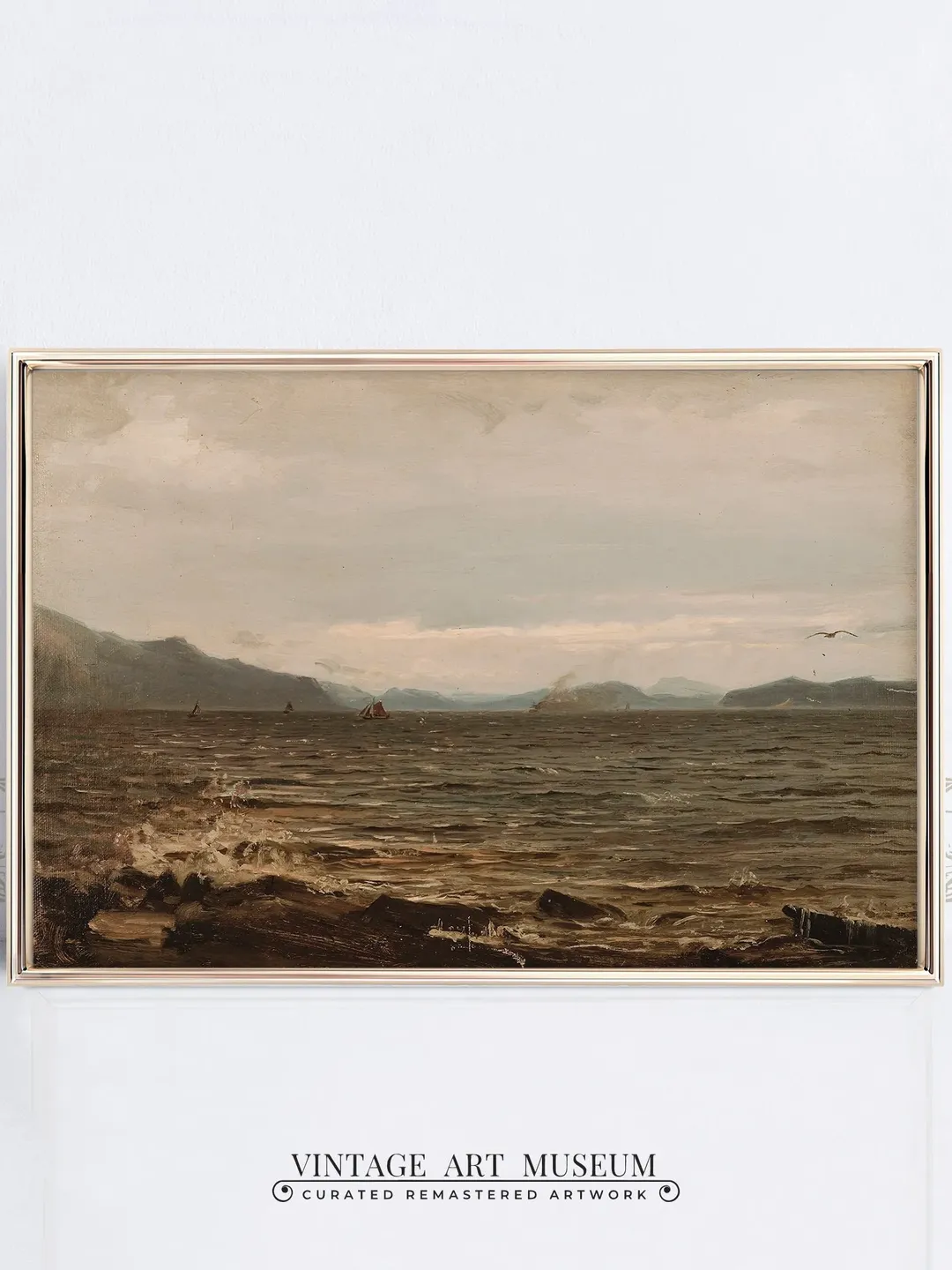 Vintage Coastal Antique Painting Print, Large Beach House Decor, PRINTABLE Wall Art Digital | 310