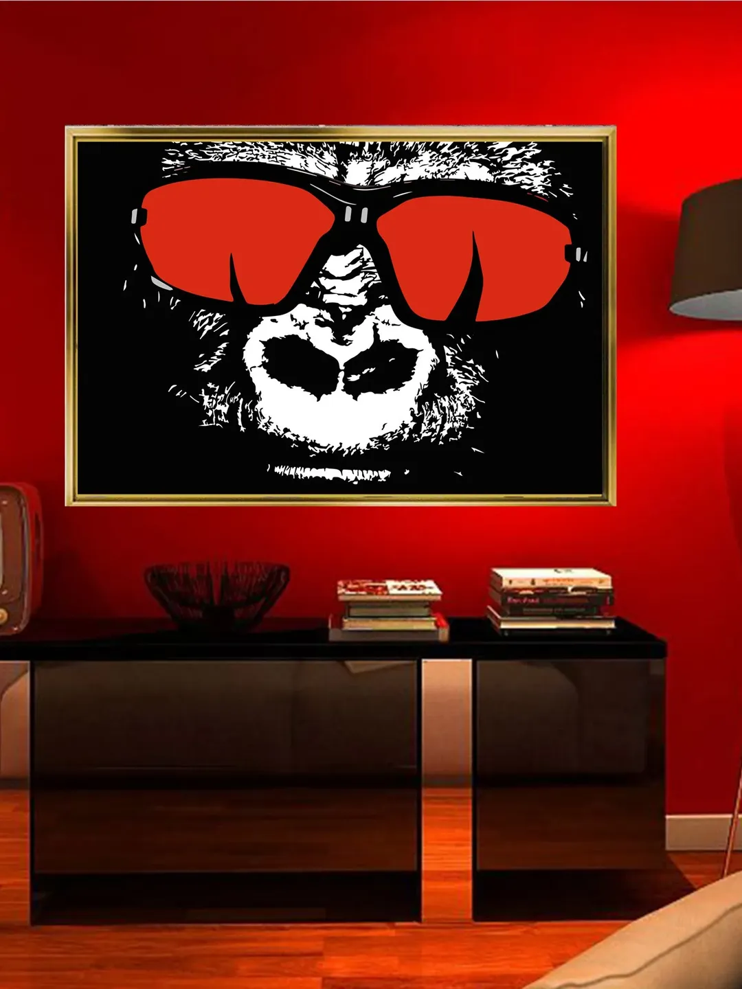 Monkey Print on Canvas , Floating Frame Option, Modern Wall Art, Extra Large Canvas Wall Art