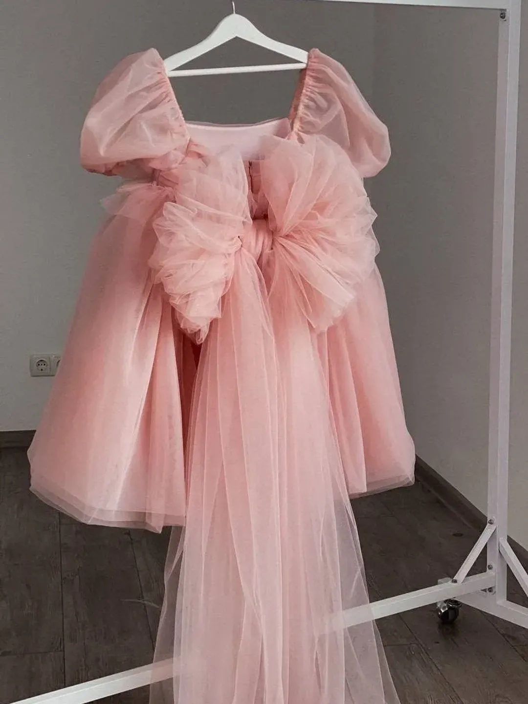 Blush pink dress. First birthday dress for baby girl. Flower girl dress. Baptism dress. Christening dress for baby girl.