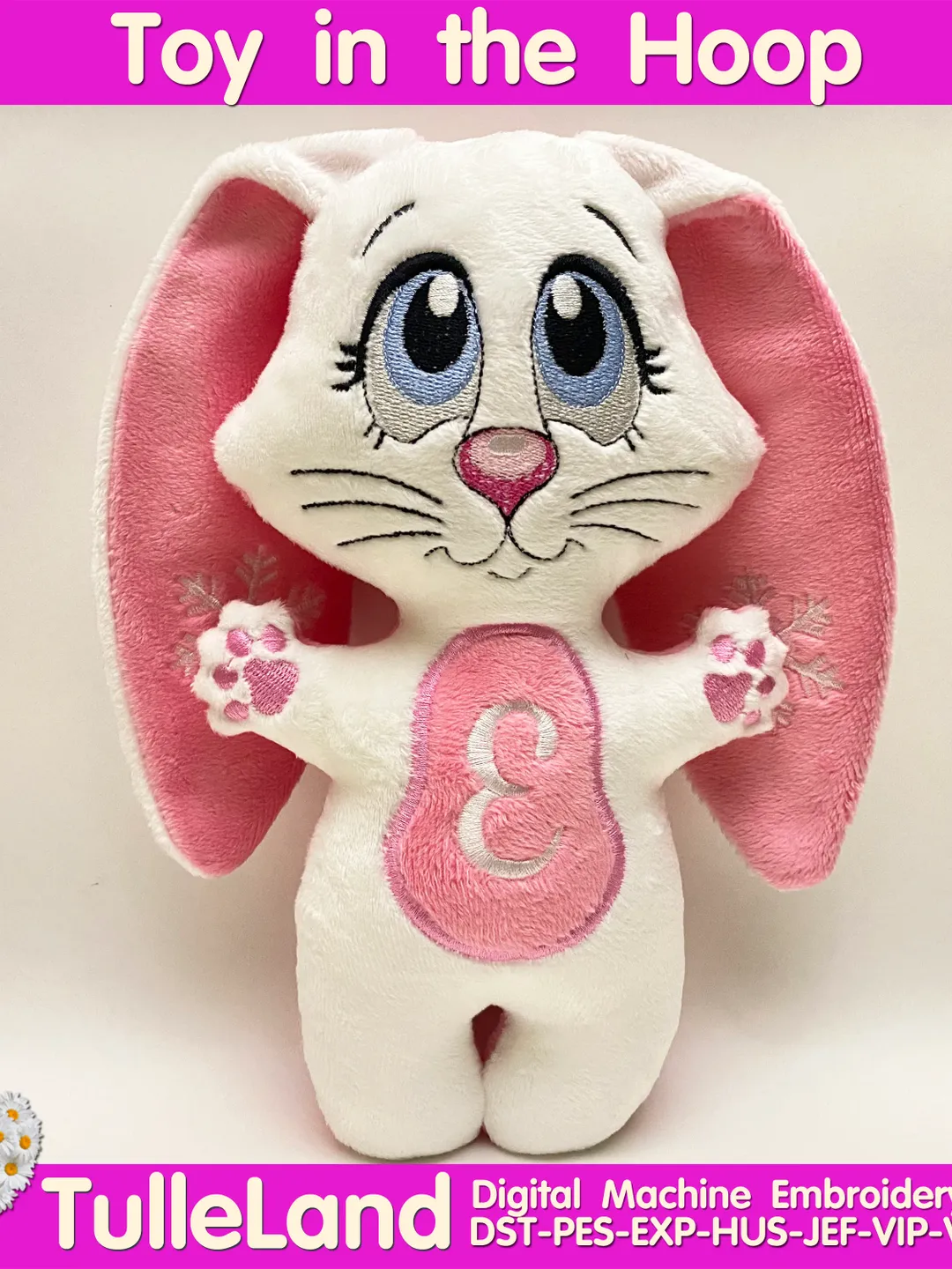 Christmas Bunny Stuffed toy ITH Pattern in The Hoop Machine embroidery design