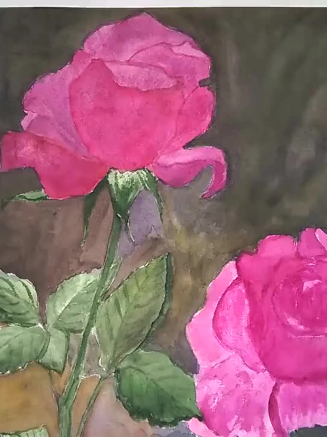 Pink roses flower art Rose’s flower painting Original watercolor painting
