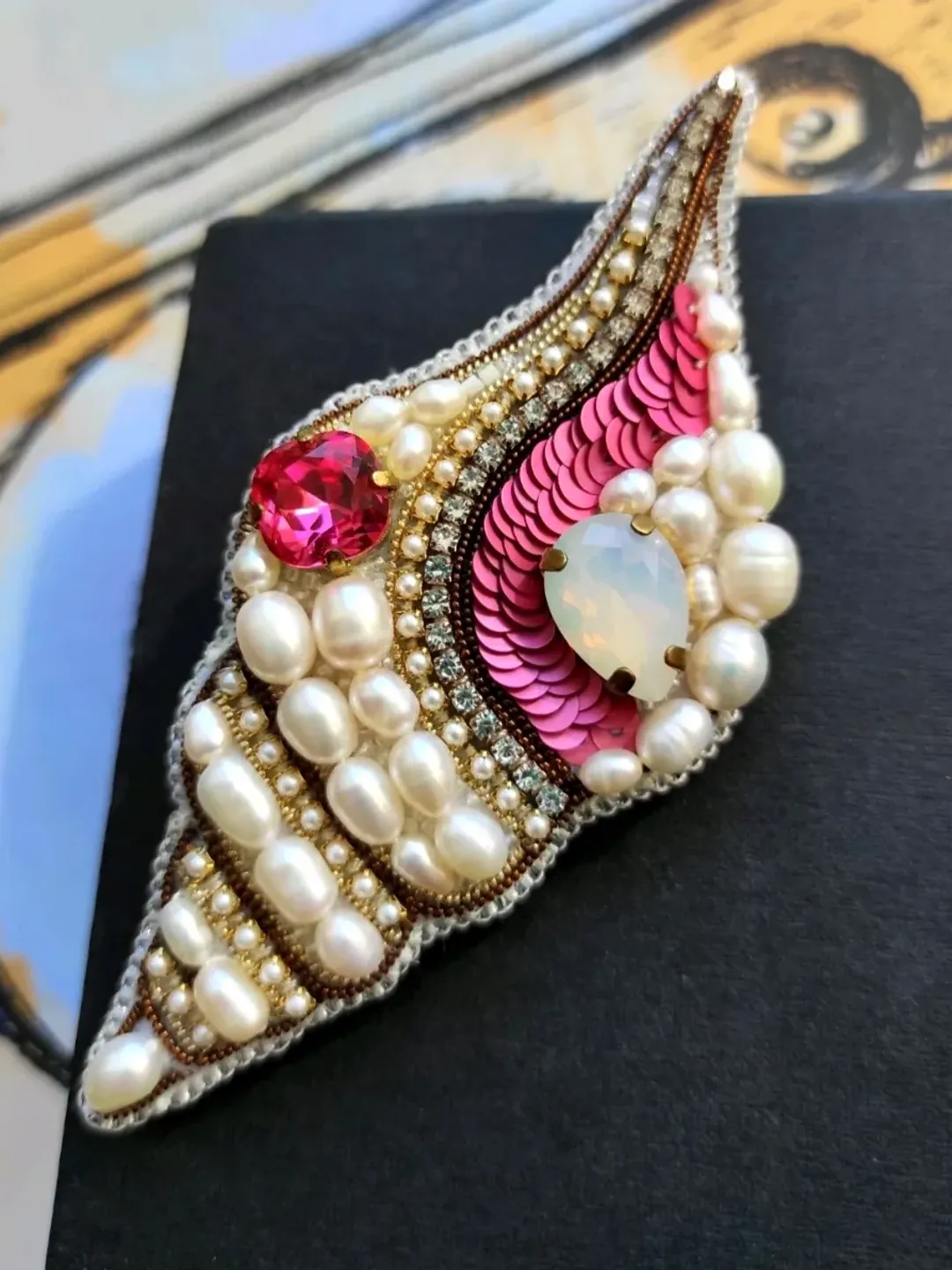 Seashell Brooch, Brooch Pin, Star Brooch, Pearl Brooch, Beaded Brooch, star brooch, gift for her, handmade gifts, brooch