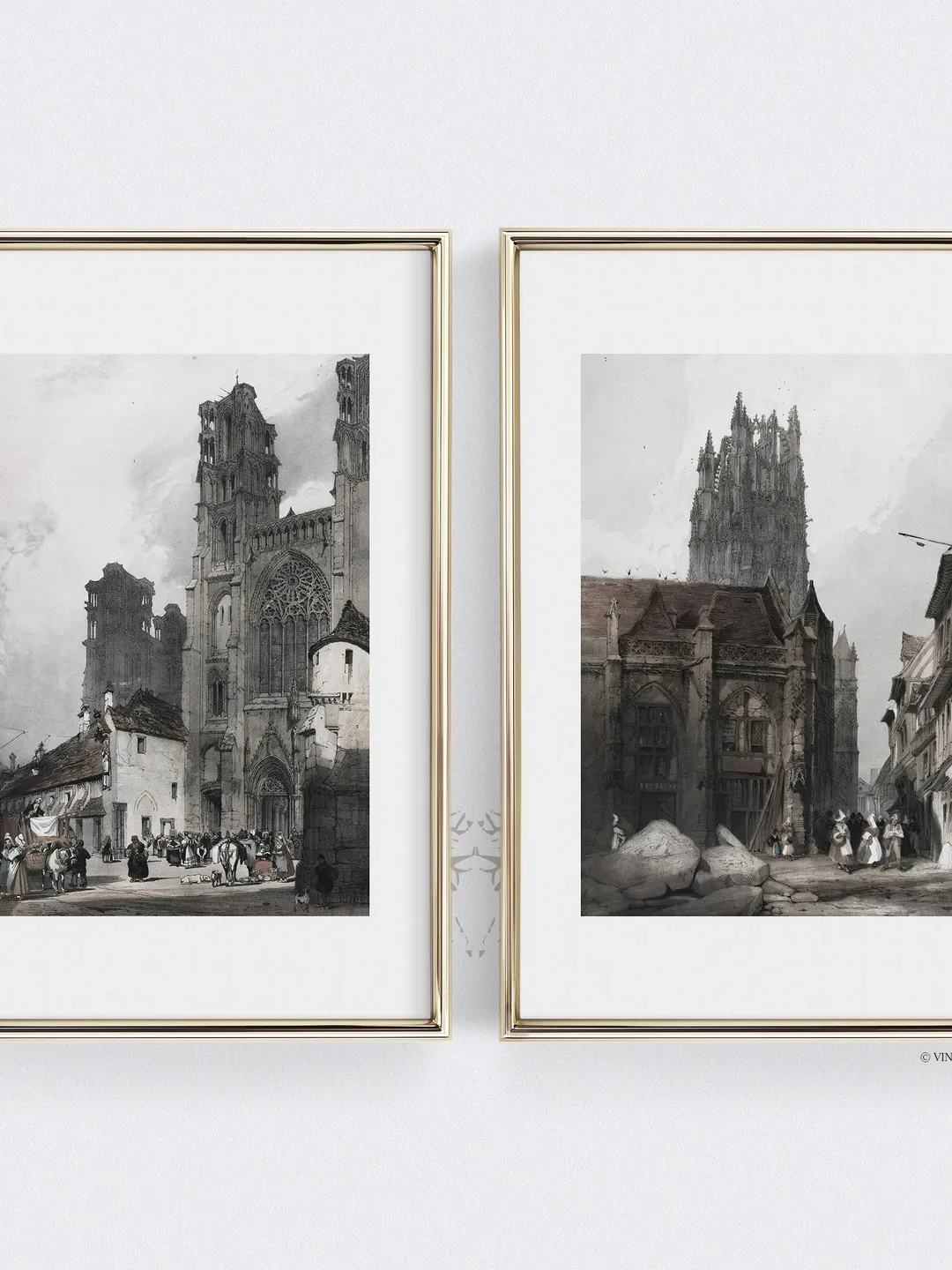Old Paris Architecture Vintage Prints Set Of 2, Printable Wall Decor Digital Download | 348 S2