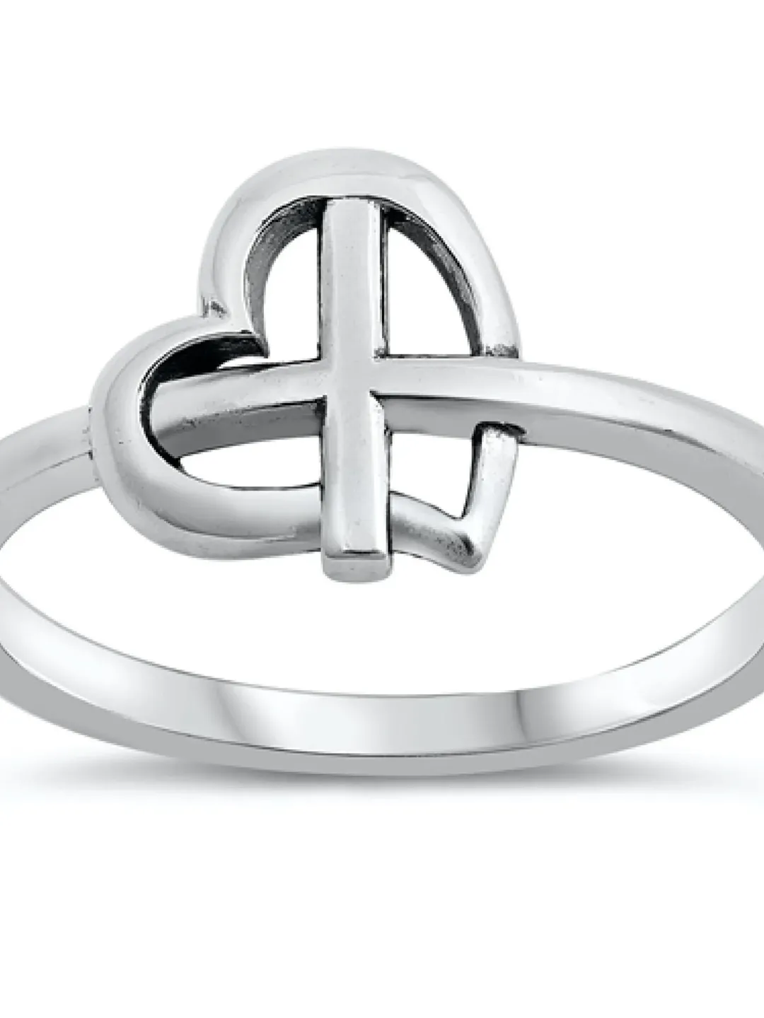 Sterling Silver Heart Cross Ring, Catholic Ring, Christian Ring, First Communion Gift, Confirmation Gift, Religious Ring, cross toe ring