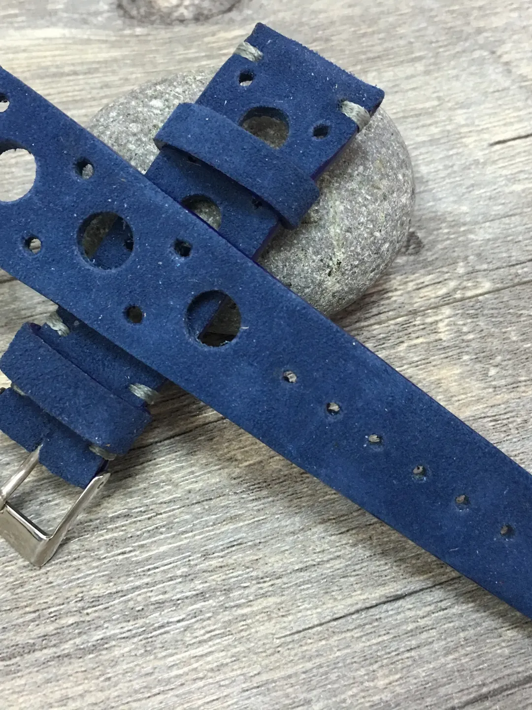 Rally Watch strap, Leather watch band,Suede Blue watch band, Racing watch band, 22mm strap, 22mm watch band, 20mm watch strap, FREE SHIPPING