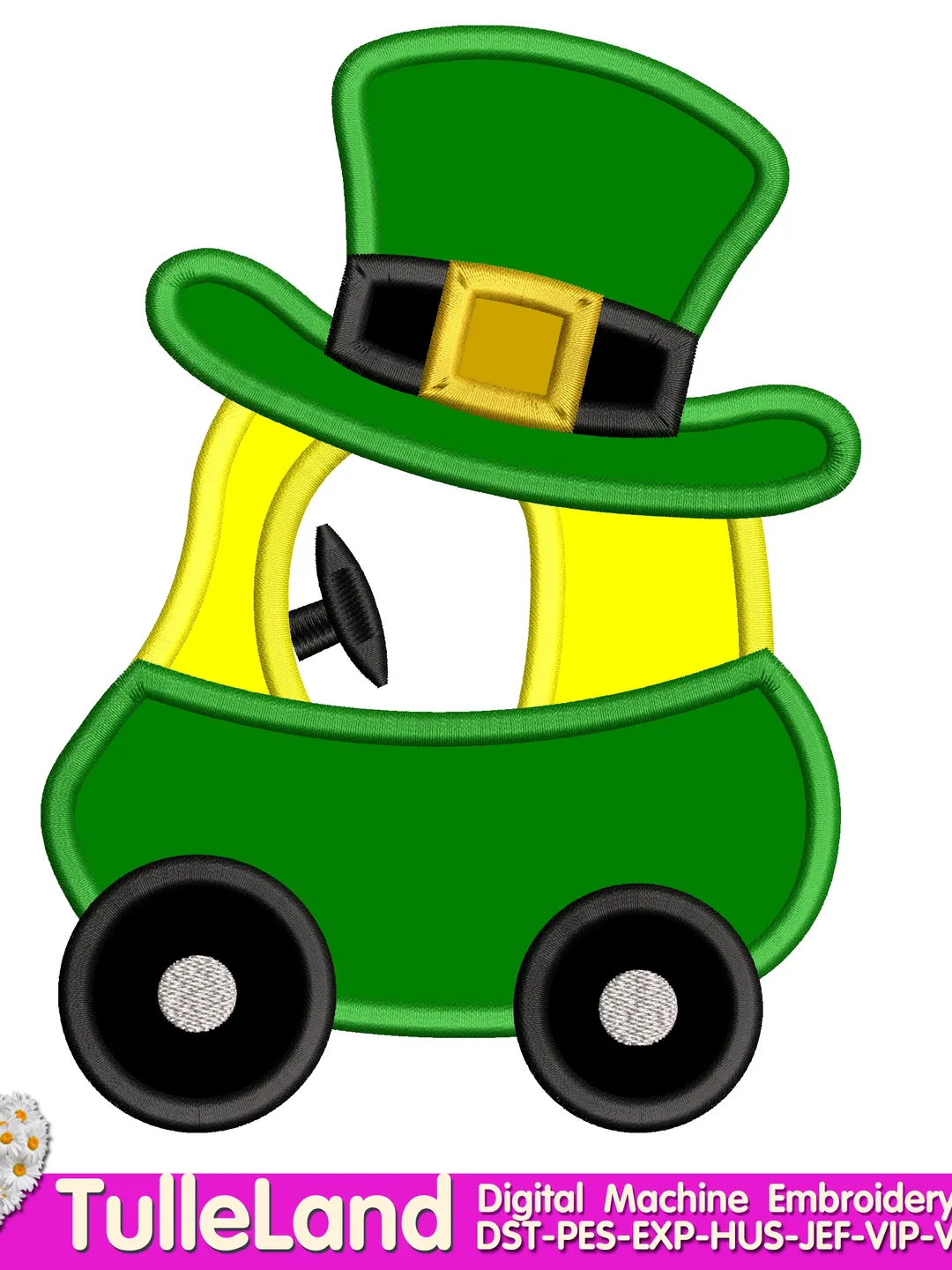 St. Patrick's Day Truck Car Shamrock Car Clover Shamrock Truck  Irish Truck Car Applique Design for Machine Embroidery