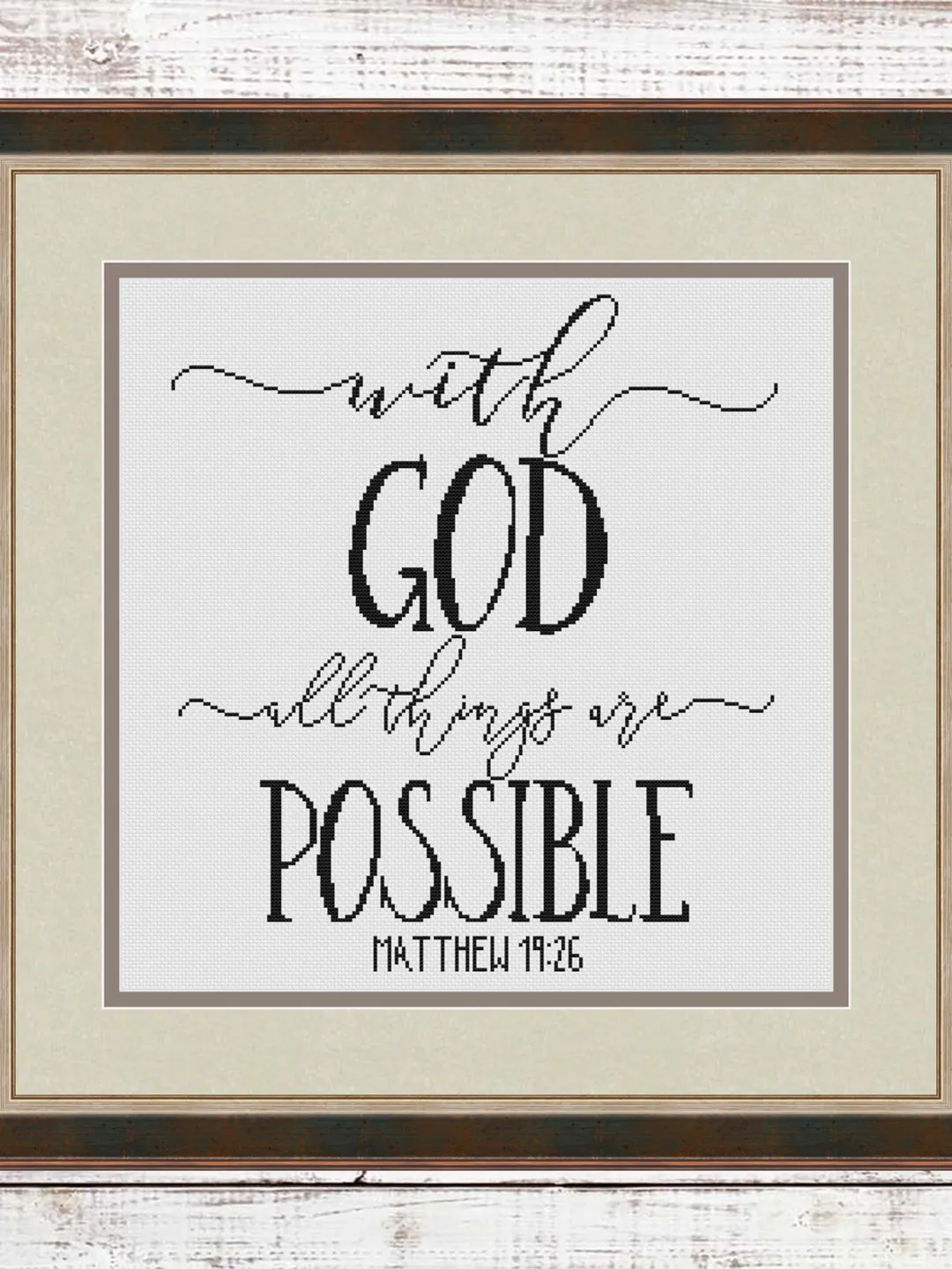 Bible verse cross stitch pattern "With God all things are possible" Religious cross stitch pattern Christian