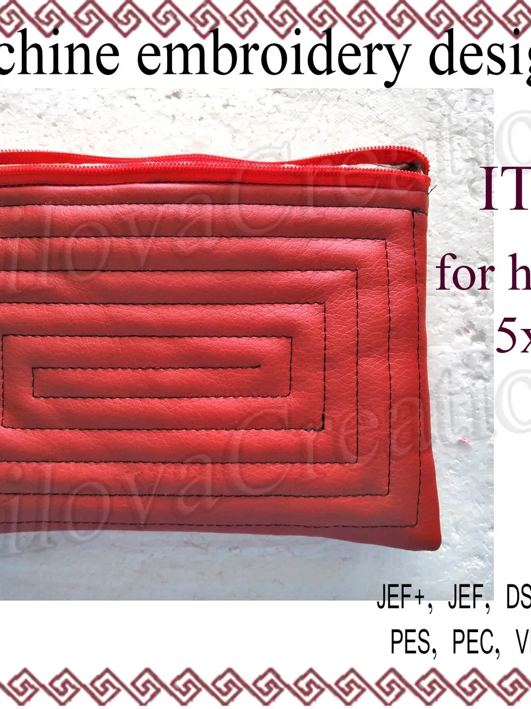 Zip bag embroidery designs In The Hoop Cosmetic bag ITH zippered File Instant Download