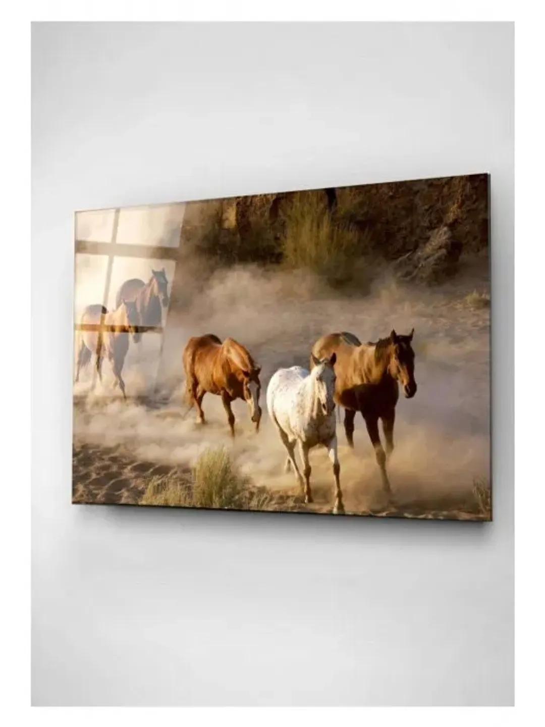 Digi-art horse Tempered Glass Printing Wall Art , Natural And Vivid Wall Decor , Modern Wall Art, Extra Large Wall Art