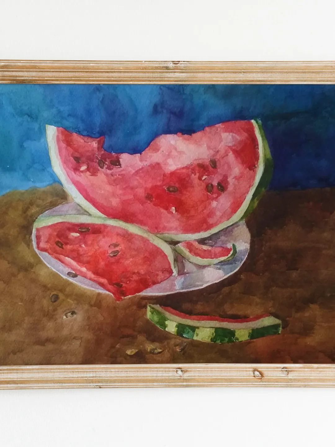 Watermelon original painting watercolor artwork fruit painting kitchen decor