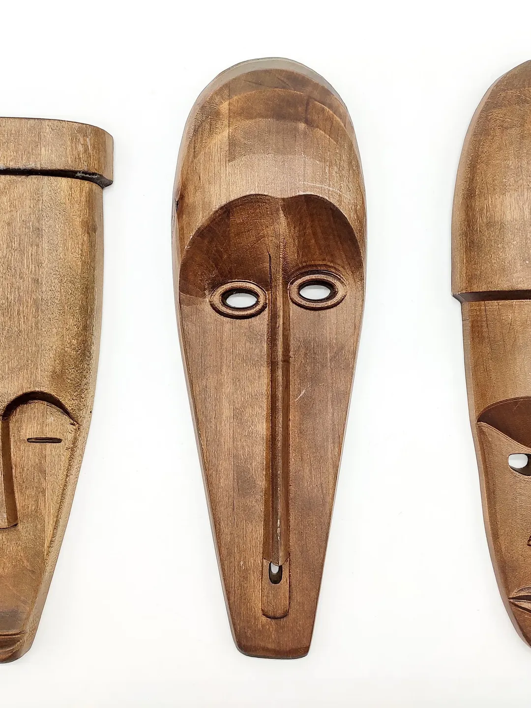 Set of 3 pc african wood mask, Carved wood mask, Tiki mask wood, Wood mask wall art, wood tribal mask, wall decor, wooden wall panel