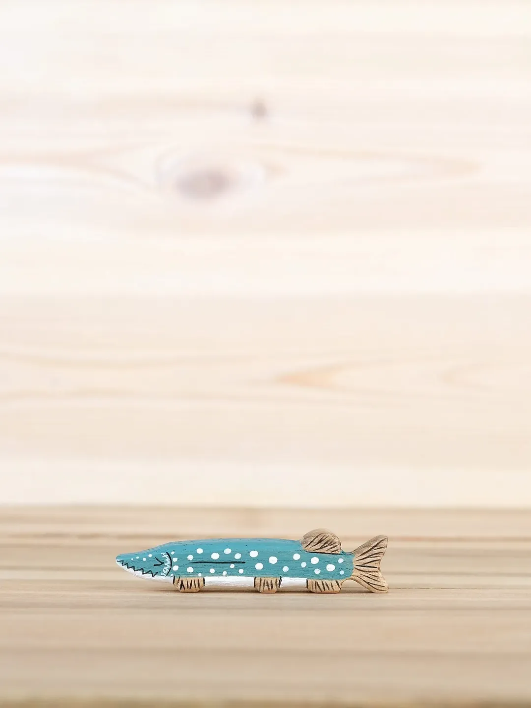 Wooden Toy pickerel figurine Toy pike jackfish figure luce