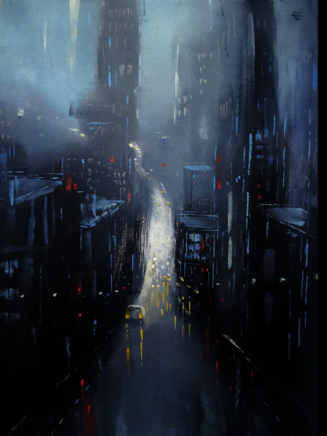 Cyberpunk Painting "NIGHT CITYSCAPE Original Oil Painiting on Canvas Modern City Painting Art by "Walperion Paintings"