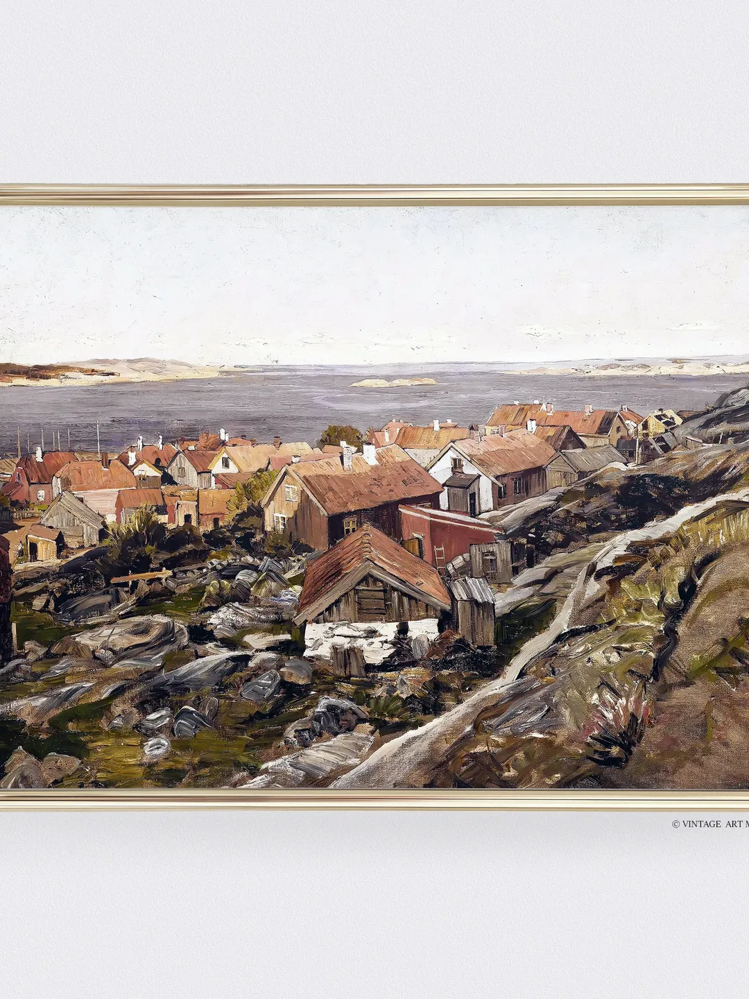 European Coastal Oil Painting, Vintage Wall Art Print, Antique Home Decor, Printable Downloadable | 235