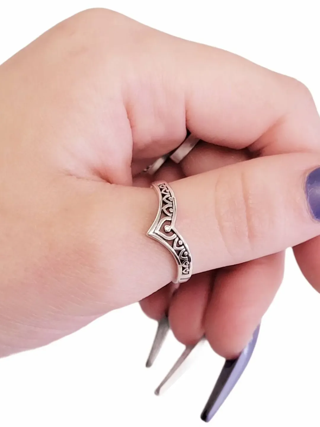 Thumb Ring · Sterling Silver Thumb Ring · Chevron V Toe Ring · Pinky Ring · Gift for Women · Antique Patina thumb ring for women