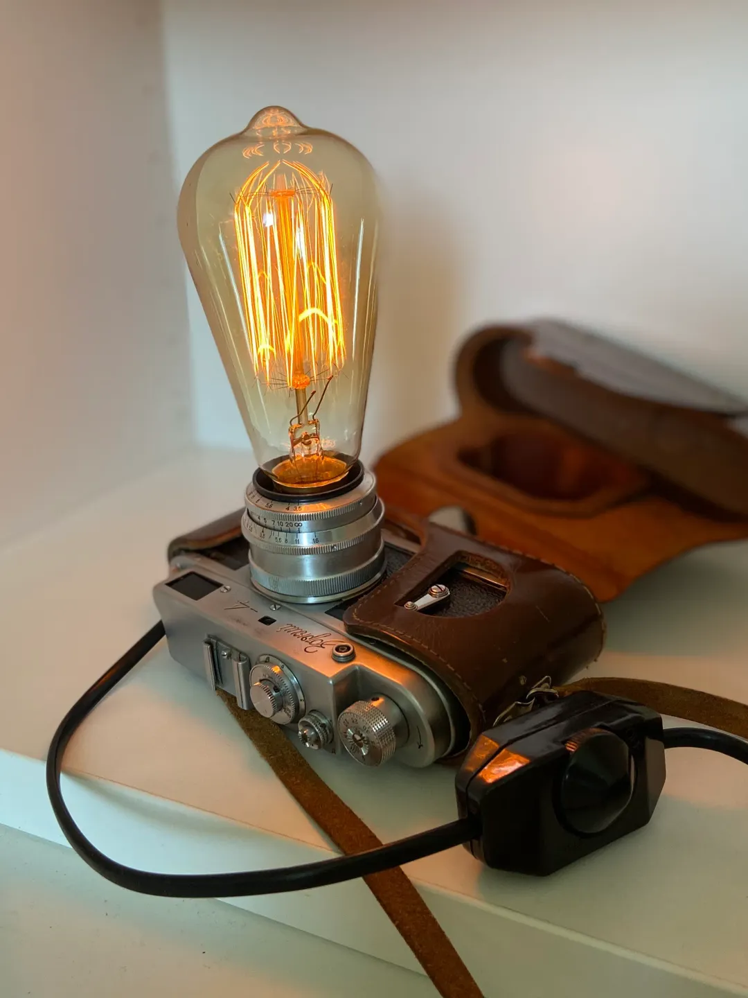 Vintage Camera Lamp, Edison lamp, desk lamp, wall sconce