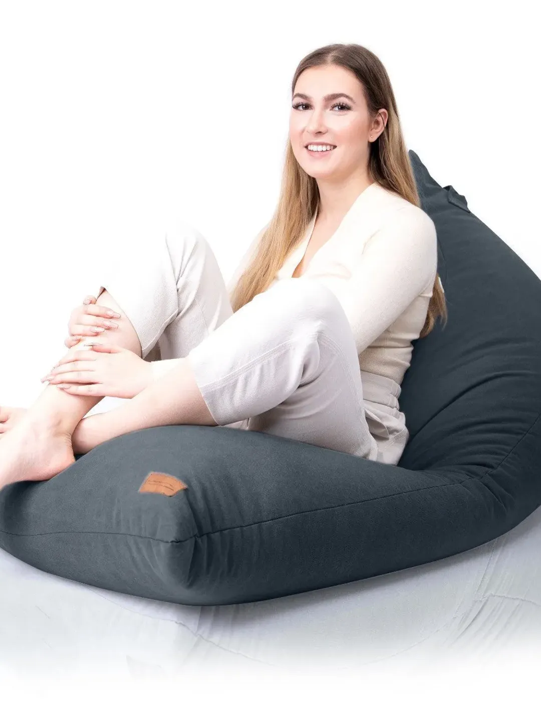 Modern puff cover without padding included type Bean Bag Chair - Giant pouf exclusive design for Salon - Children's Pouf XXL Grey