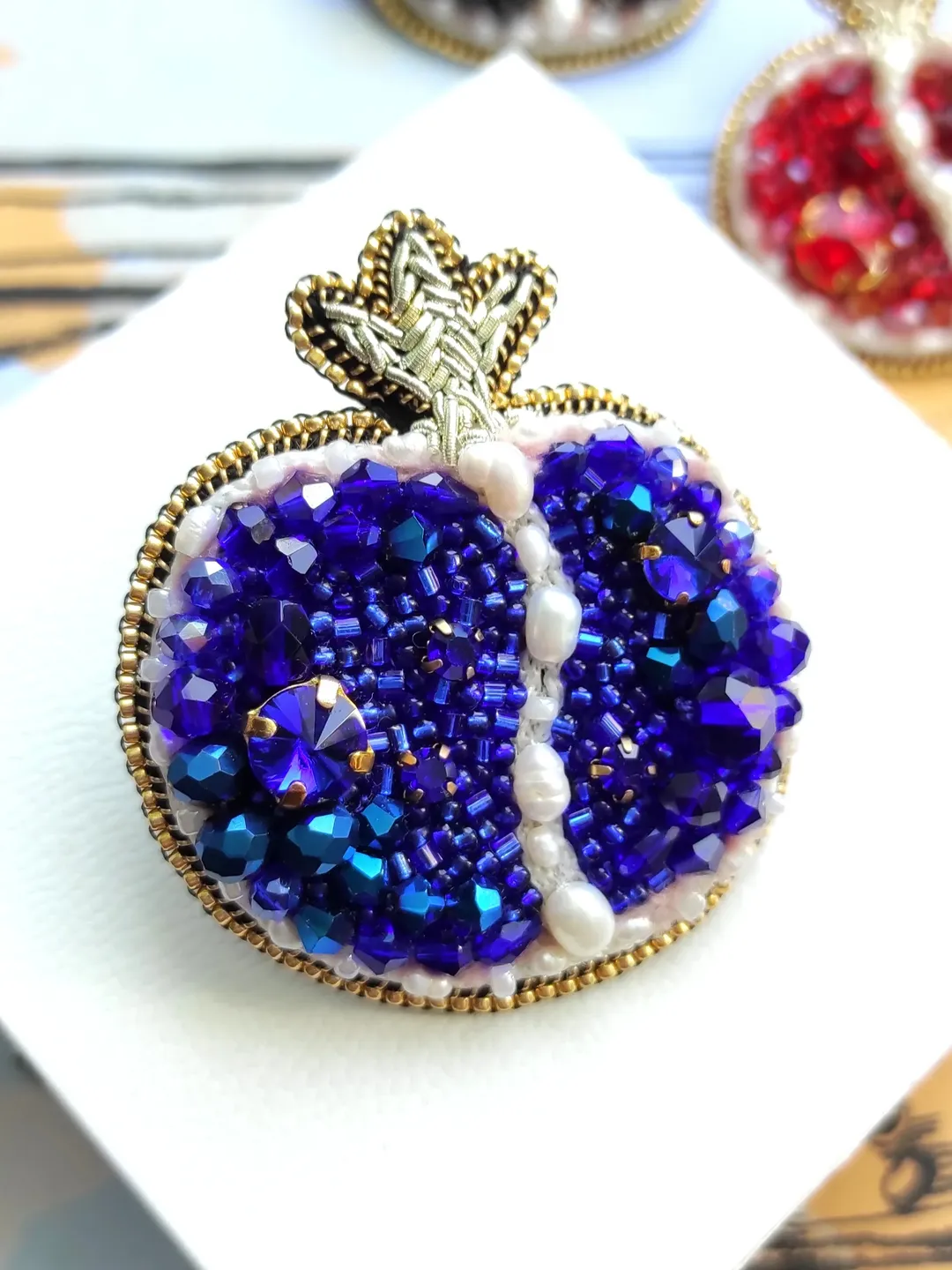 Beaded brooch, garnet pin, garnet brooch, garnet, fruit brooch, bead brooch, gift for her, red pin, red brooch, beaded