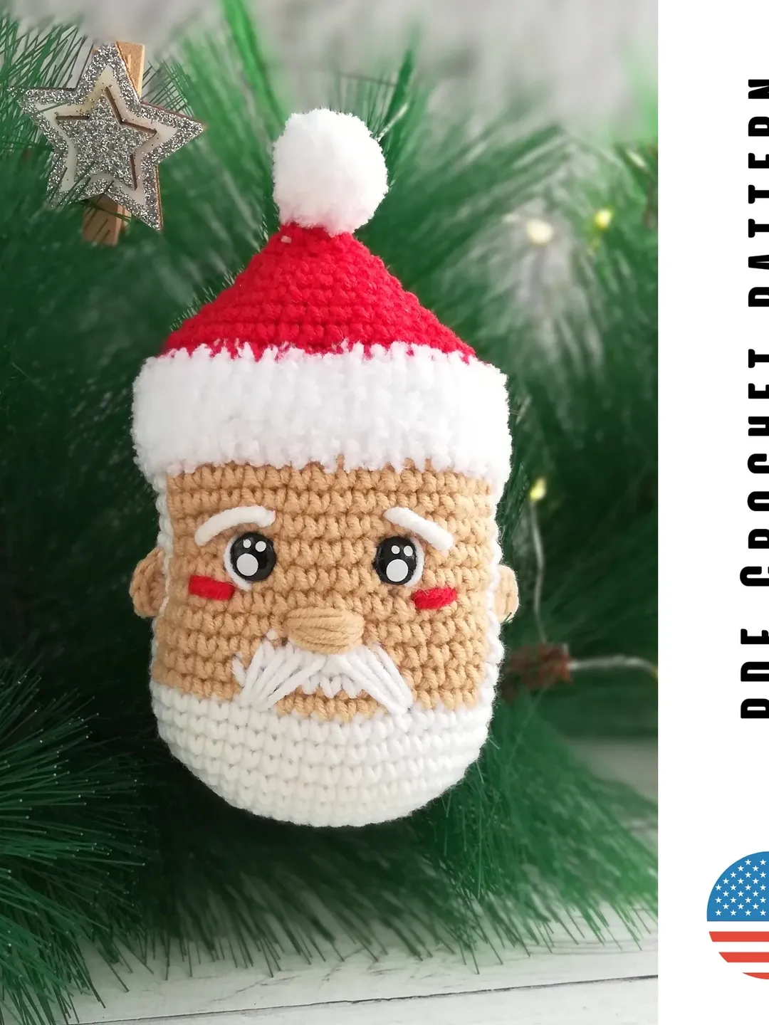 Crochet Santa Claus toy pattern, amigurumi Christmas ornament, crochet Christmas decor, PDF by CrochetToysForKids